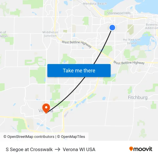 S Segoe at Crosswalk to Verona WI USA map
