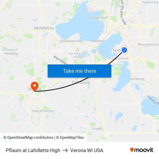 Pflaum at Lafollette High to Verona WI USA map