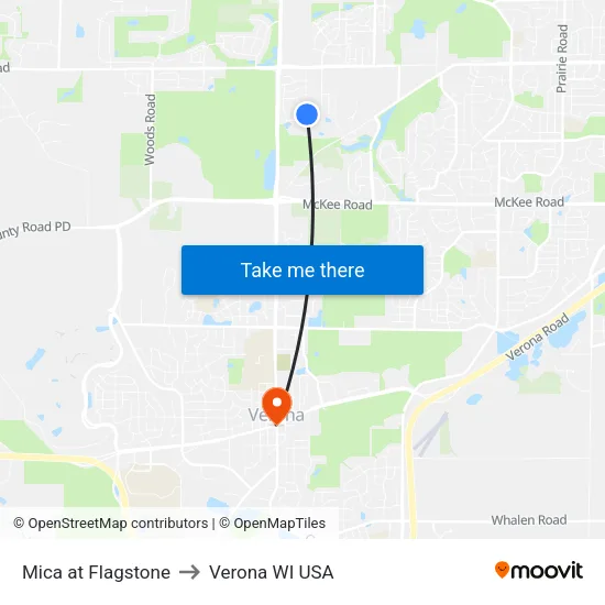 Mica at Flagstone to Verona WI USA map