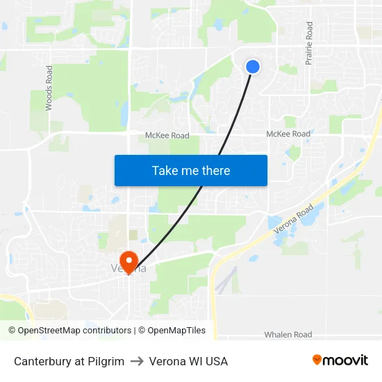 Canterbury at Pilgrim to Verona WI USA map