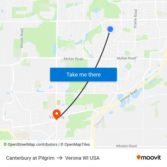 Canterbury at Pilgrim to Verona WI USA map