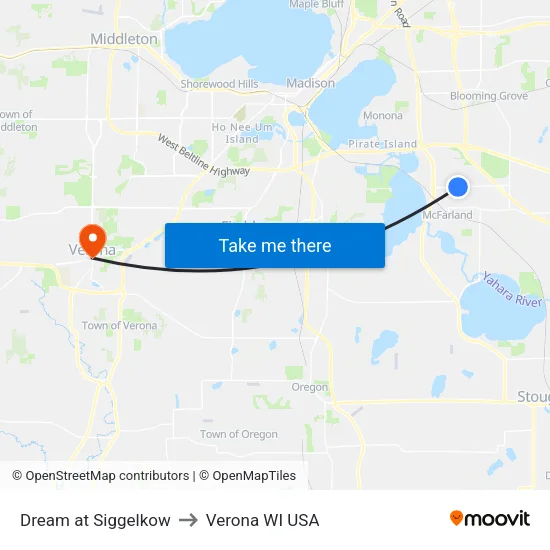 Dream at Siggelkow to Verona WI USA map