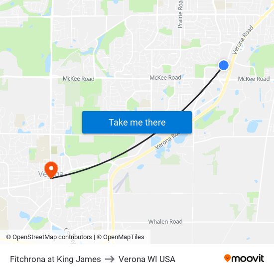 Fitchrona at King James to Verona WI USA map