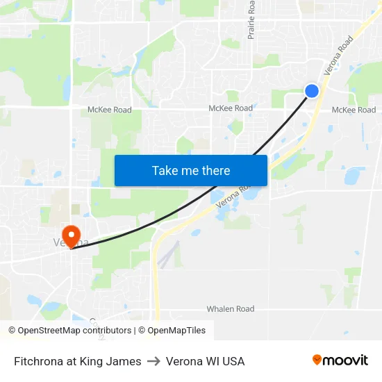 Fitchrona at King James to Verona WI USA map