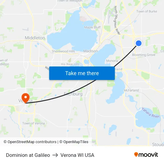 Dominion at Galileo to Verona WI USA map