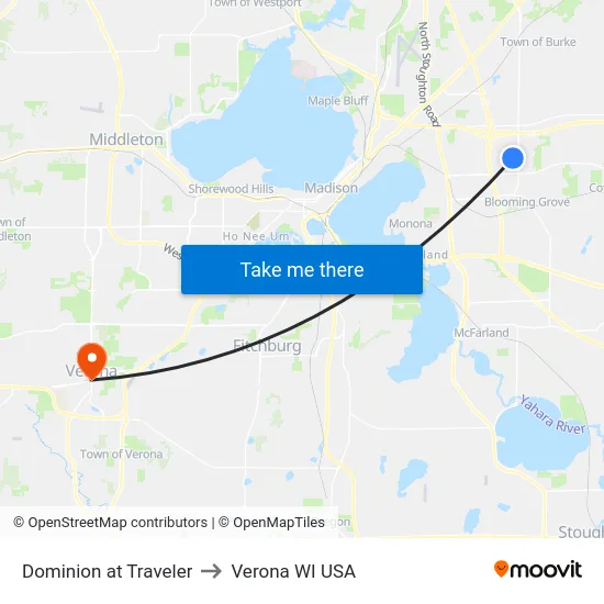 Dominion at Traveler to Verona WI USA map