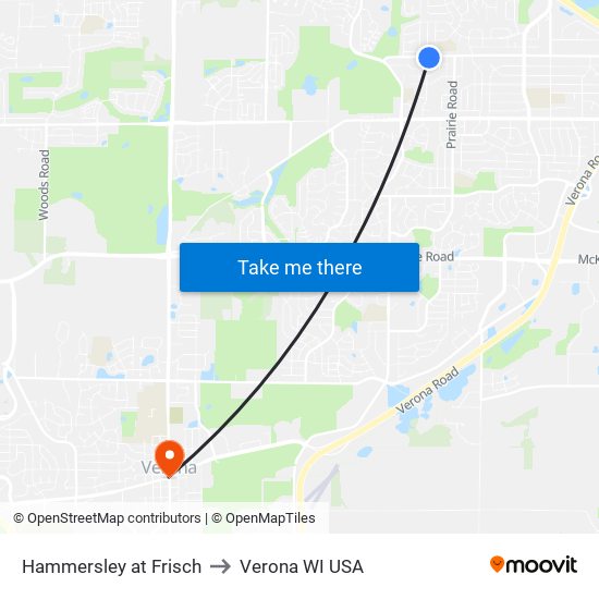 Hammersley at Frisch to Verona WI USA map