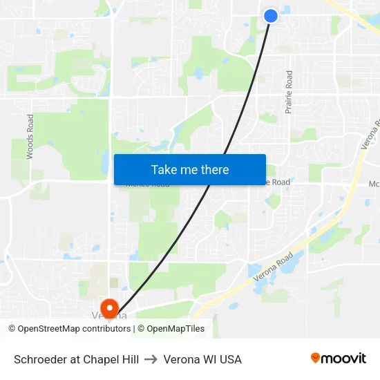 Schroeder at Chapel Hill to Verona WI USA map