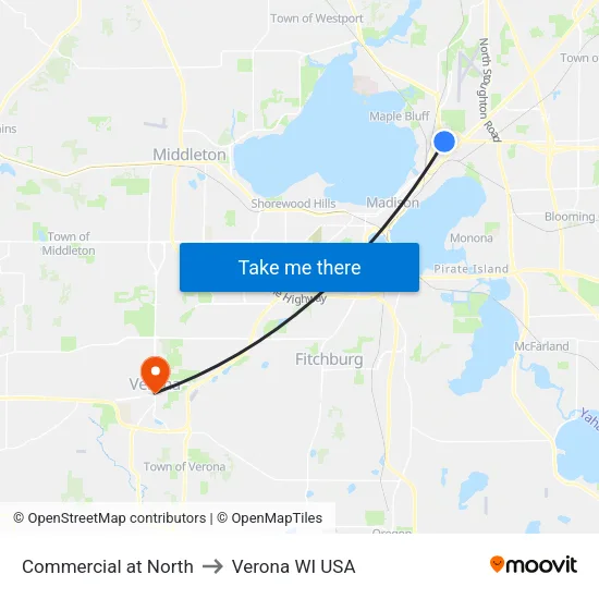 Commercial at North to Verona WI USA map