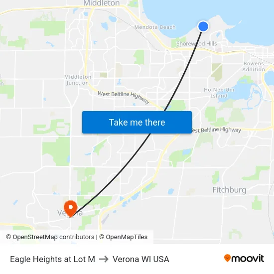 Eagle Heights at Lot M to Verona WI USA map