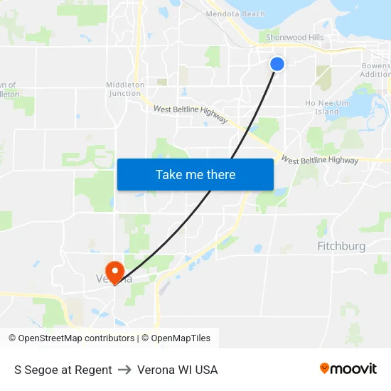 S Segoe at Regent to Verona WI USA map
