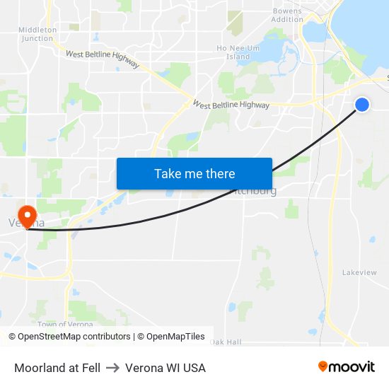 Moorland at Fell to Verona WI USA map