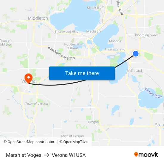 Marsh at Voges to Verona WI USA map