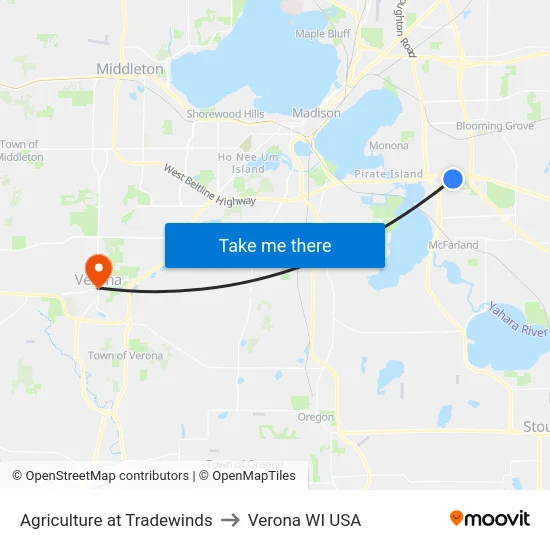 Agriculture at Tradewinds to Verona WI USA map