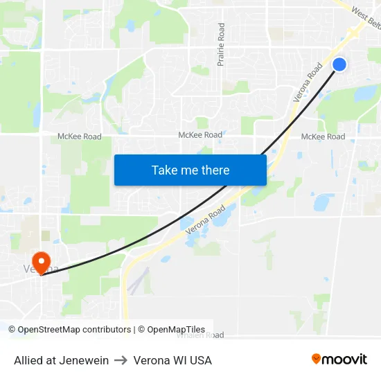Allied at Jenewein to Verona WI USA map