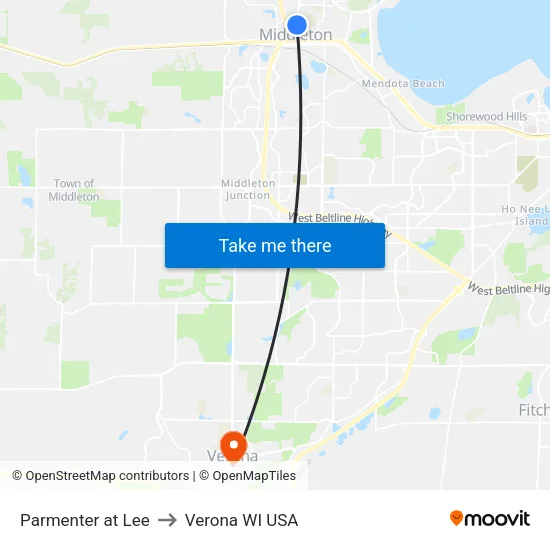 Parmenter at Lee to Verona WI USA map