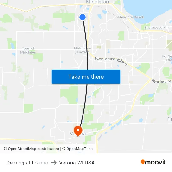 Deming at Fourier to Verona WI USA map