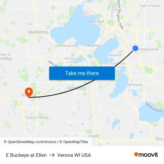 E Buckeye at Ellen to Verona WI USA map