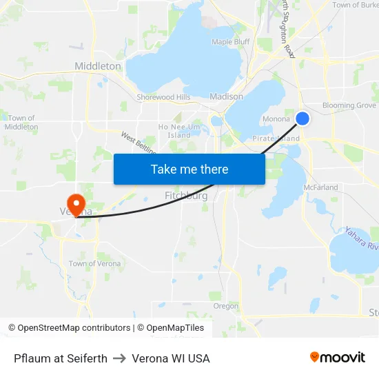Pflaum at Seiferth to Verona WI USA map