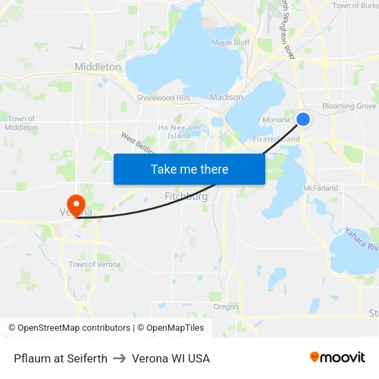 Pflaum at Seiferth to Verona WI USA map