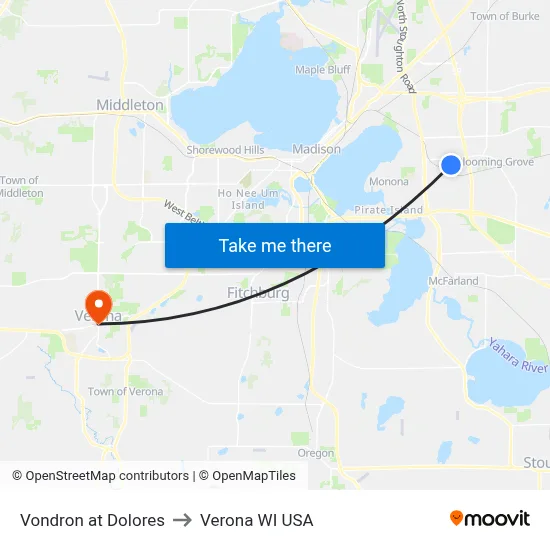 Vondron at Dolores to Verona WI USA map