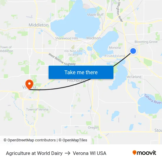 Agriculture at World Dairy to Verona WI USA map