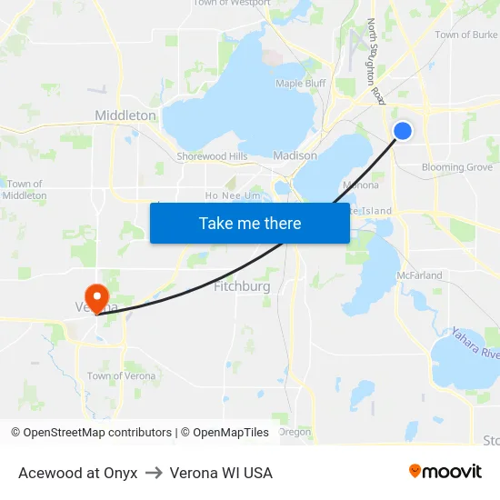 Acewood at Onyx to Verona WI USA map