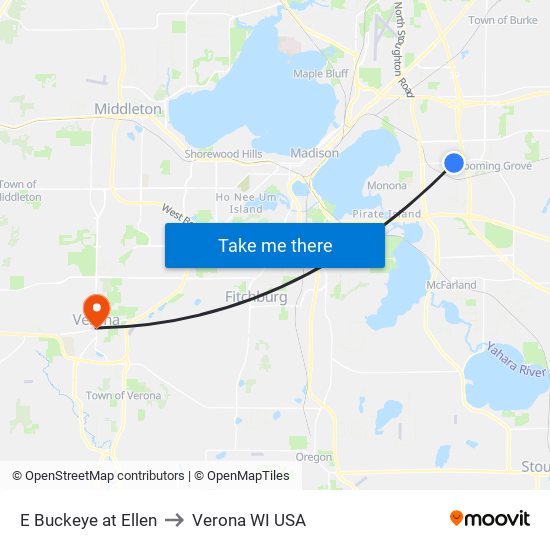 E Buckeye at Ellen to Verona WI USA map
