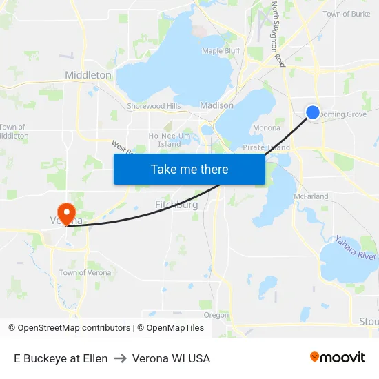 E Buckeye at Ellen to Verona WI USA map