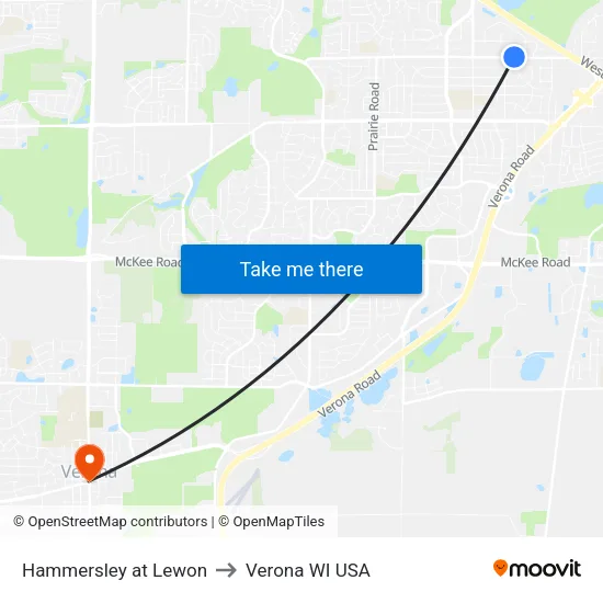 Hammersley at Lewon to Verona WI USA map