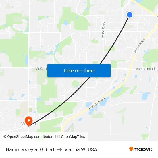 Hammersley at Gilbert to Verona WI USA map