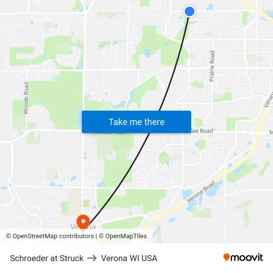 Schroeder at Struck to Verona WI USA map