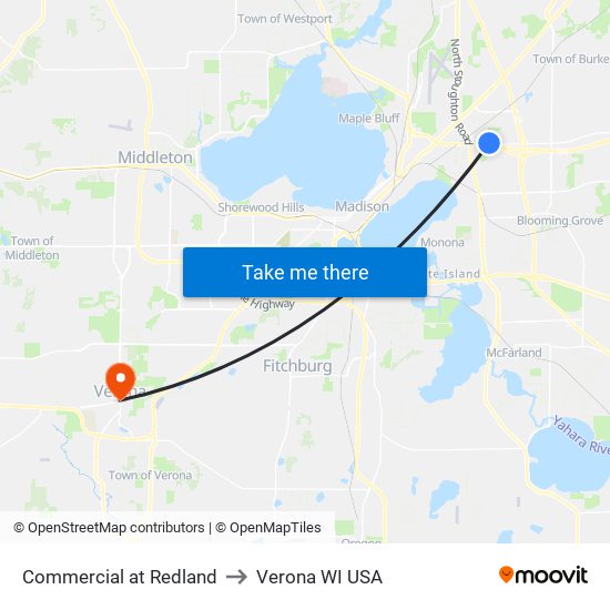 Commercial at Redland to Verona WI USA map