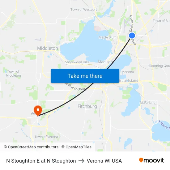 N Stoughton E at N Stoughton to Verona WI USA map