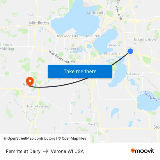 Femrite at Dairy to Verona WI USA map