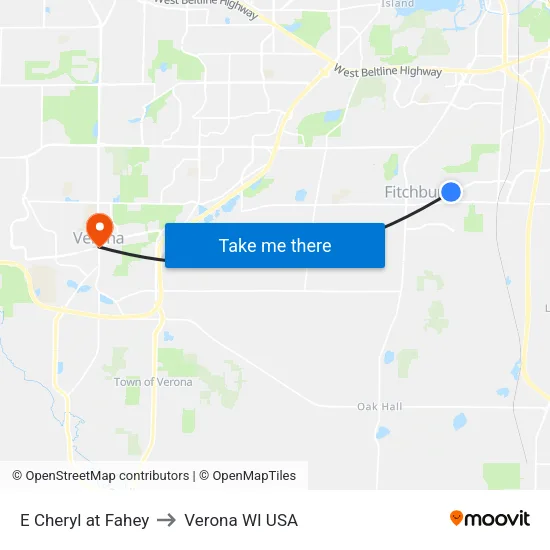 E Cheryl at Fahey to Verona WI USA map
