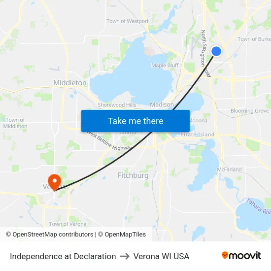 Independence at Declaration to Verona WI USA map