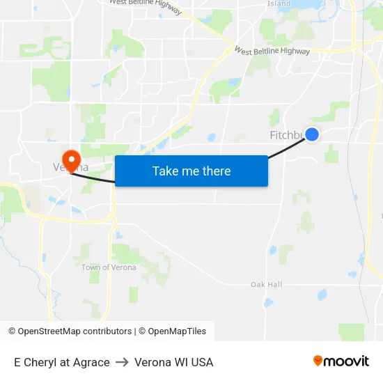 E Cheryl at Agrace to Verona WI USA map