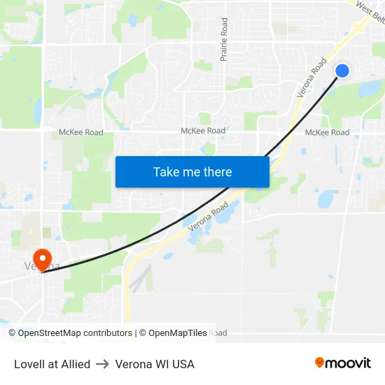Lovell at Allied to Verona WI USA map