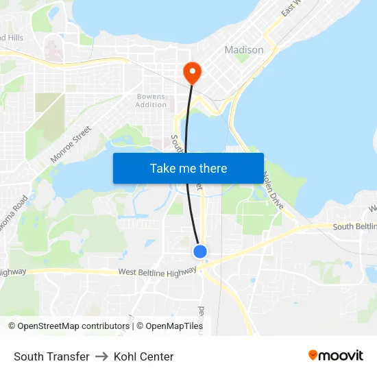 South Transfer to Kohl Center map