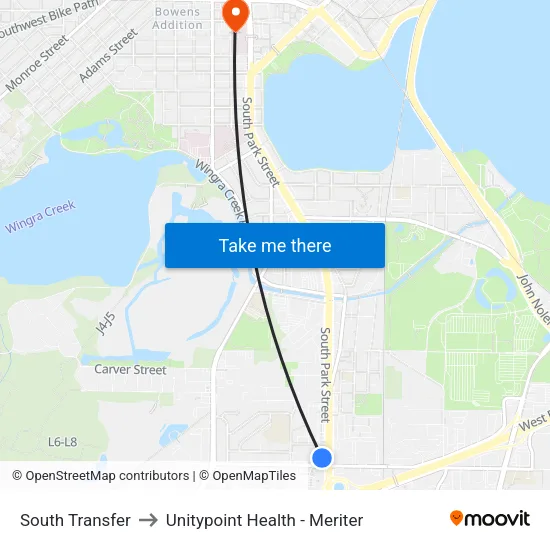 South Transfer to Unitypoint Health - Meriter map