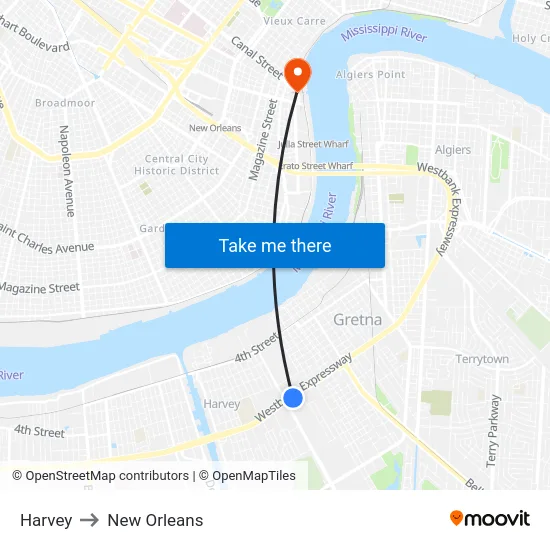 Harvey to New Orleans map