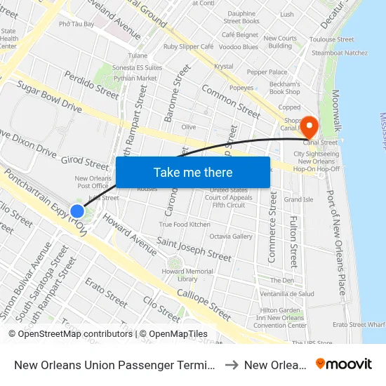 New Orleans Union Passenger Terminal to New Orleans map