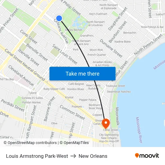 Louis Armstrong Park-West to New Orleans map