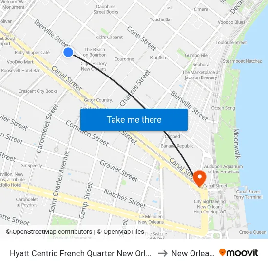 Hyatt Centric French Quarter New Orleans to New Orleans map