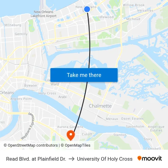 Read Blvd. at Plainfield Dr. to University Of Holy Cross map
