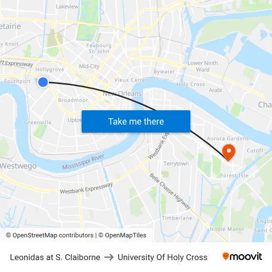 Leonidas at S. Claiborne to University Of Holy Cross map