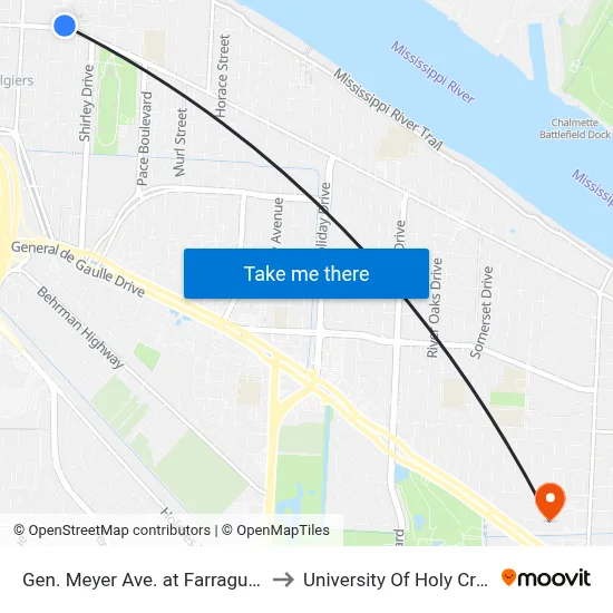 Gen. Meyer Ave. at Farragut St. to University Of Holy Cross map