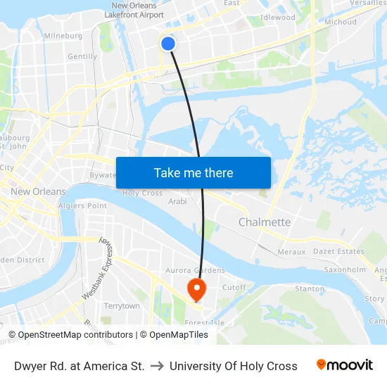 Dwyer Rd. at America St. to University Of Holy Cross map