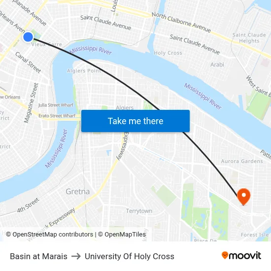 Basin at Marais to University Of Holy Cross map